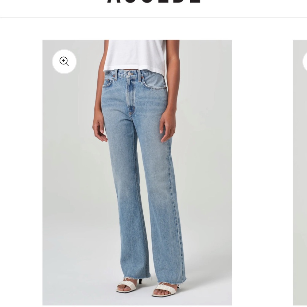 Agolde Women's Light Blue Straight Leg Jeans - Lana distressed